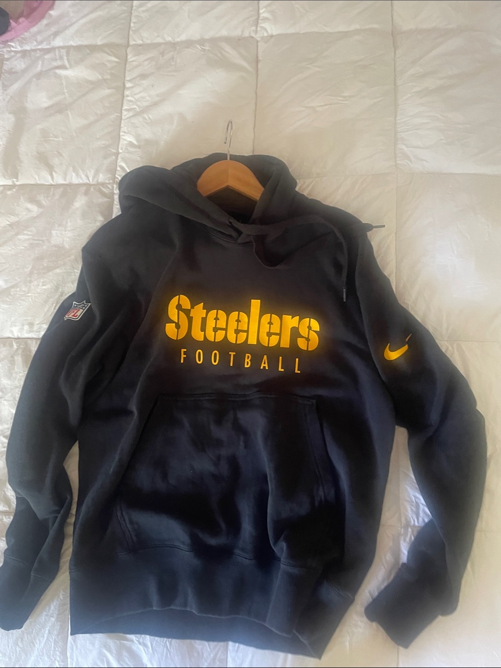 Nike Black and Gold Steelers Crewneck Hoodie